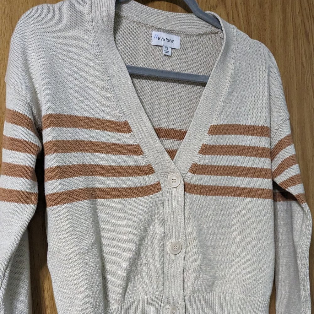 NWOT Evereve Cotton Striped Cardigan size xs
